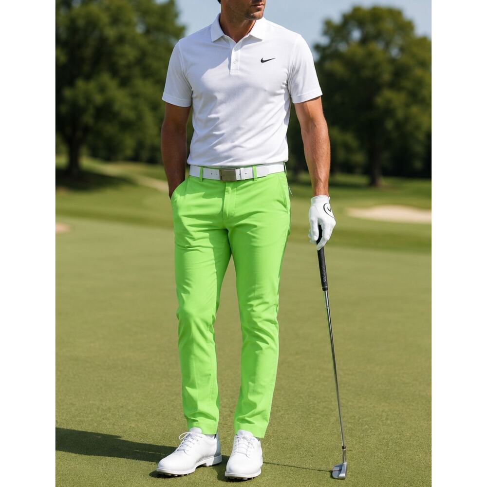 KJUS Ike Men’s Neon Green Performance Golf Pants Sample Size Small